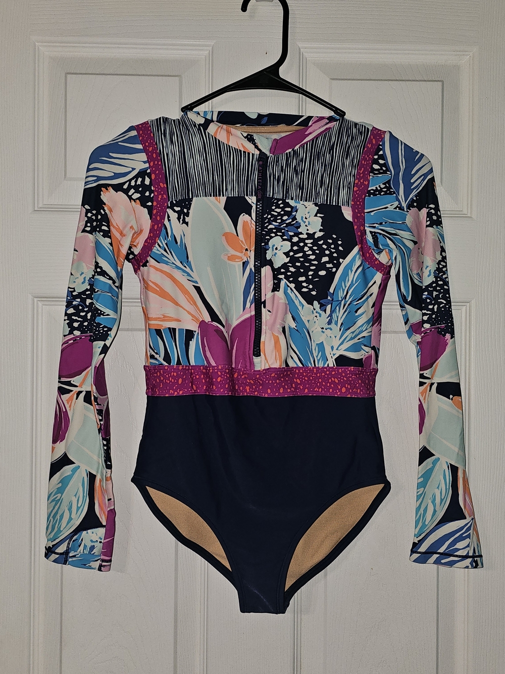 Athleta Multicolor Floral-Print Long-Sleeve Girl One-Piece